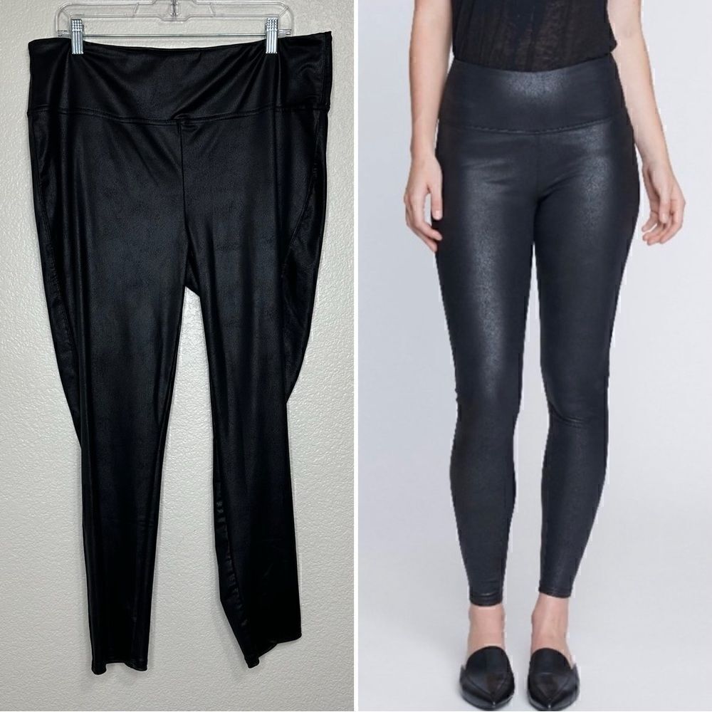 Seven7 Black Faux Leather Ultra High Rise Sculpting Leggings